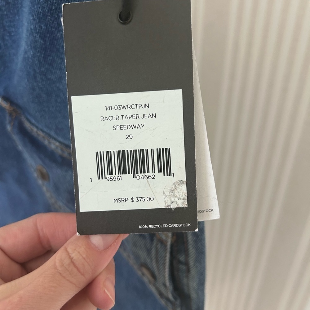 RE/DONE Racer Taper Speedway Jean Blue Organic Denim Womens Size 29 NWT Utility - Picture 10 of 13